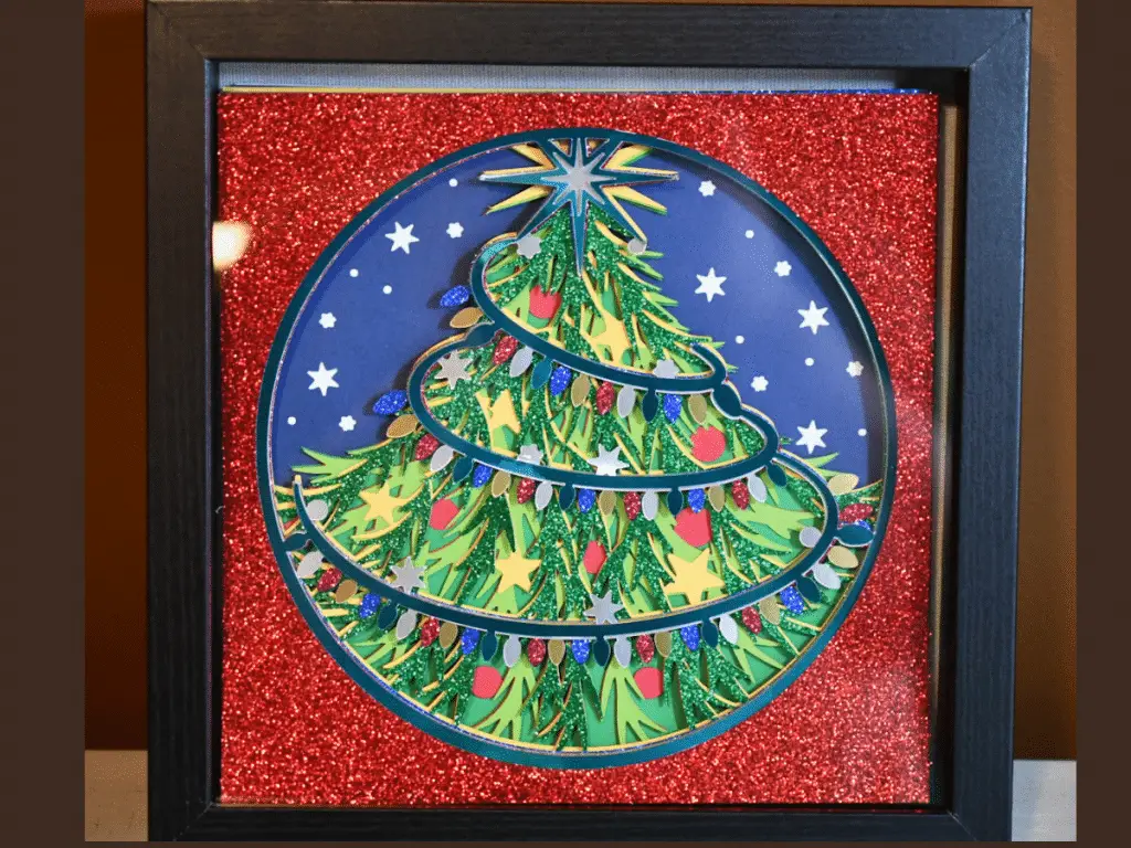 3d Shadow box of a decorated Christmas tree